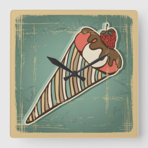 Illustratie opnieuw weergeven van Ice Cream Vierkante Klok