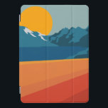 Illustratie Oranje blauw landschap van Retro Mount iPad Pro Cover<br><div class="desc">Deze stijlvolle iPad-draagtas is voorzien van een kleurrijke en gedurfde illustratie van een retro-berglandschap in rood,  oranje en blauw.</div>
