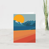 Illustratie Oranje blauw landschap van Retro Mount Notitiekaartje