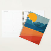 Illustratie Oranje blauw landschap van Retro Mount Planner (Display)