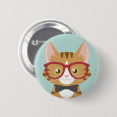 Illustratie Oranje tablet Hipster Cat Ronde Button 5,7 Cm (Voorkant /achterkant)