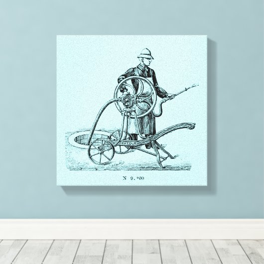  Illustratie Oude Sprinkler of Brandweerman C Canvas Afdruk (Insitu (Houten vloer))
