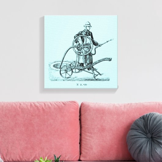 Illustratie Oude Sprinkler of Brandweerman C Canvas Afdruk (Insitu (Woonkamer))