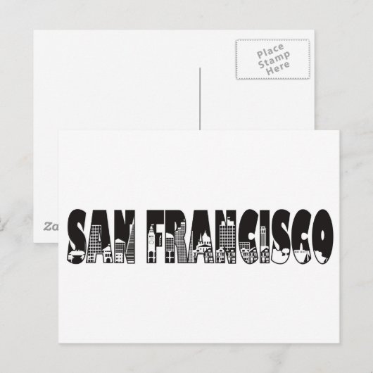 Illustratie overzicht San Francisco tekst Briefkaart (Voorkant / Achterkant)