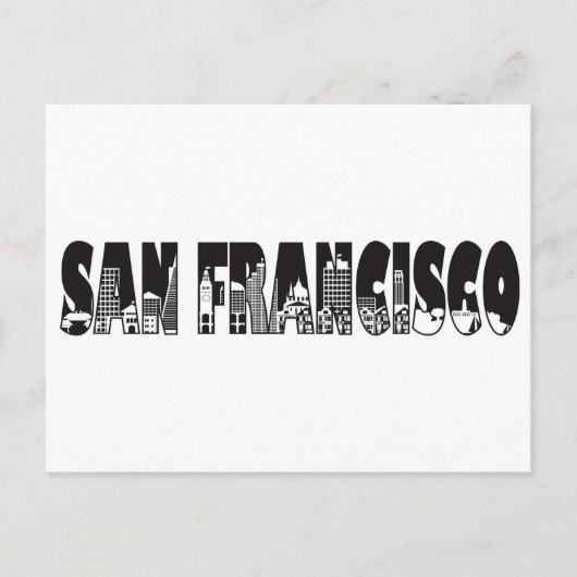 Illustratie overzicht San Francisco tekst Briefkaart (Voorkant)