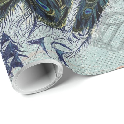 Illustratie  pacock en Rozen Cadeaupapier (Rol Hoek)