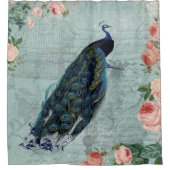 Illustratie pacock en Rozen Douchegordijn (Voorkant)