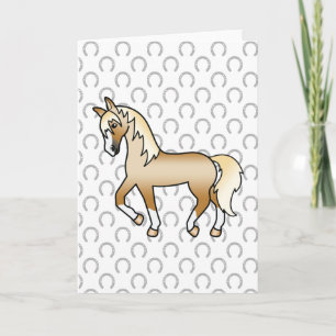 Illustratie palomino Trotting Horse Cute Cartoon Kaart