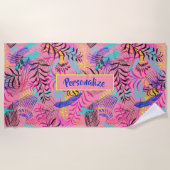 Illustratie Pastel Summertime Flowers personaliser Strandlaken (Voorkant)