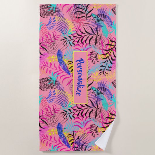 Illustratie Pastel Summertime Flowers personaliser Strandlaken (Voorkant)
