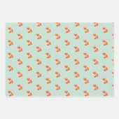 Illustratie Pet Mint Green Cute Fox Party Inpakpapier Vel (Voorkant 2)
