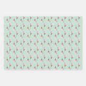 Illustratie Pet Mint Green Cute Fox Party Inpakpapier Vel (Voorkant)