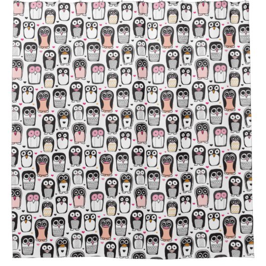 illustratie pinguïn achtergrond douchegordijn (Voorkant)