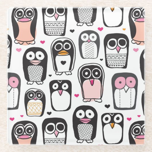 illustratie pinguïn achtergrond glazen onderzetter (Voorkant)