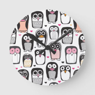 illustratie pinguïn achtergrond ronde klok