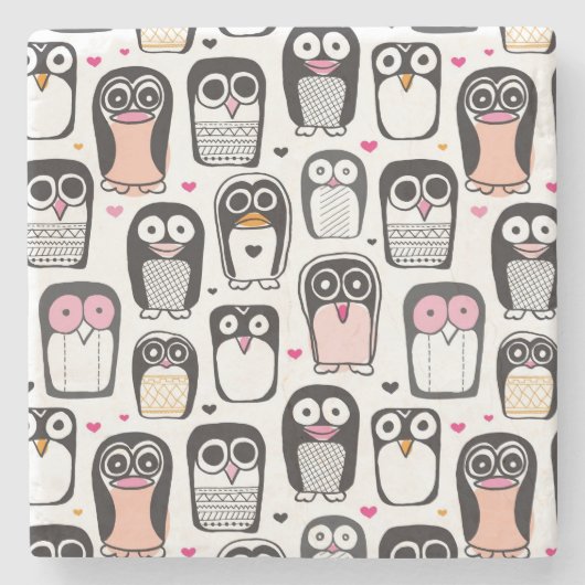 illustratie pinguïn achtergrond stenen onderzetter (Voorkant)