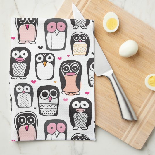 illustratie pinguïn achtergrond theedoek (Quarter Fold)