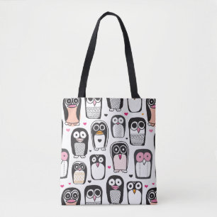illustratie pinguïn achtergrond tote bag