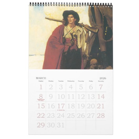  illustratie Piraten en Buccaneers Kalender (Mar 2026)