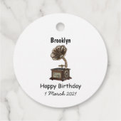 illustratie Platenspeler cartoon Bedankjes Labels (Achterkant)