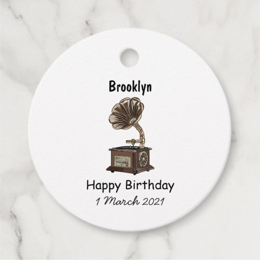 illustratie Platenspeler cartoon Bedankjes Labels (Voorkant)