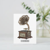 illustratie Platenspeler cartoon Briefkaart (Staand voorkant)