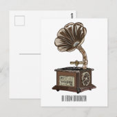 illustratie Platenspeler cartoon Briefkaart (Voorkant / Achterkant)