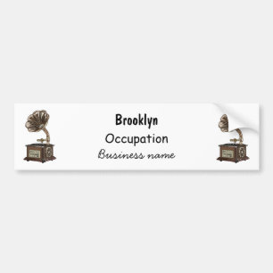 illustratie Platenspeler cartoon Bumpersticker