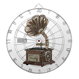 illustratie Platenspeler cartoon Dartbord