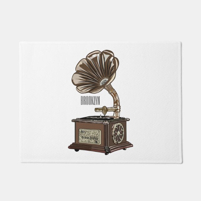 illustratie Platenspeler cartoon Deurmat (Voorkant)