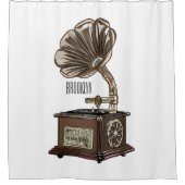 illustratie Platenspeler cartoon Douchegordijn (Voorkant)