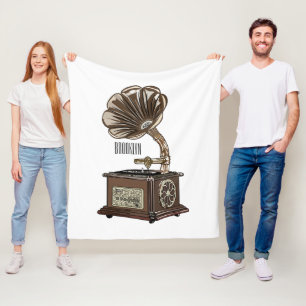 illustratie Platenspeler cartoon Fleece Deken