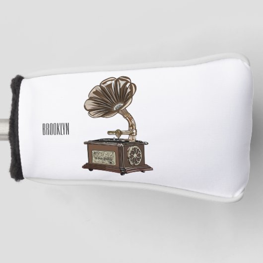 illustratie Platenspeler cartoon Golfheadcover (Voorkant)