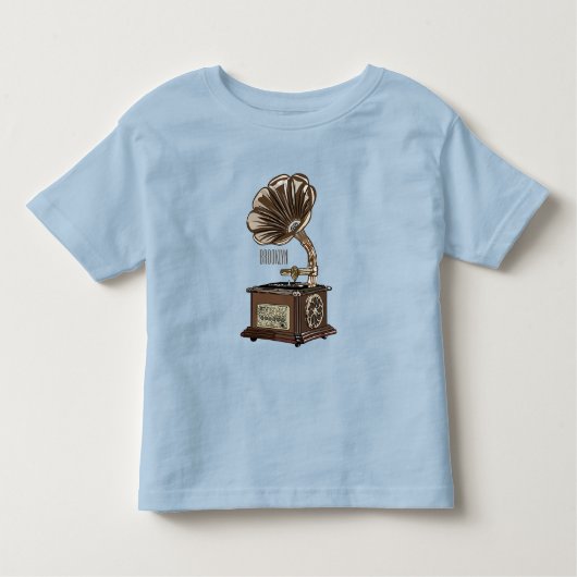 illustratie Platenspeler cartoon Kinder Shirts (Voorkant)