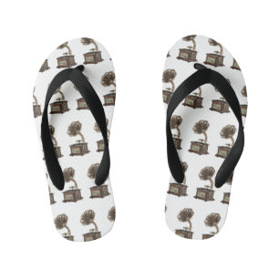 illustratie Platenspeler cartoon Kinder Teenslippers