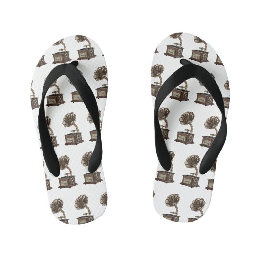 illustratie Platenspeler cartoon Kinder Teenslippers (Voetbed)