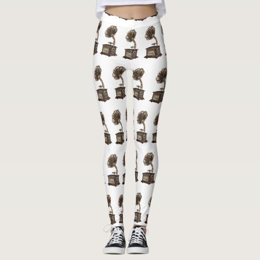 illustratie Platenspeler cartoon Leggings (Voorkant)