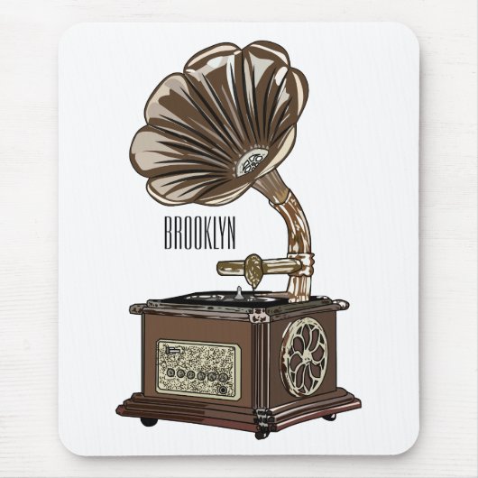 illustratie Platenspeler cartoon Muismat (Voorkant)