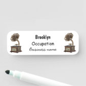 illustratie Platenspeler cartoon Naamplaatje (In situ)