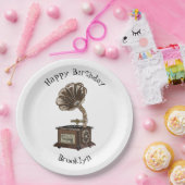 illustratie Platenspeler cartoon Papieren Bordje (Feest)