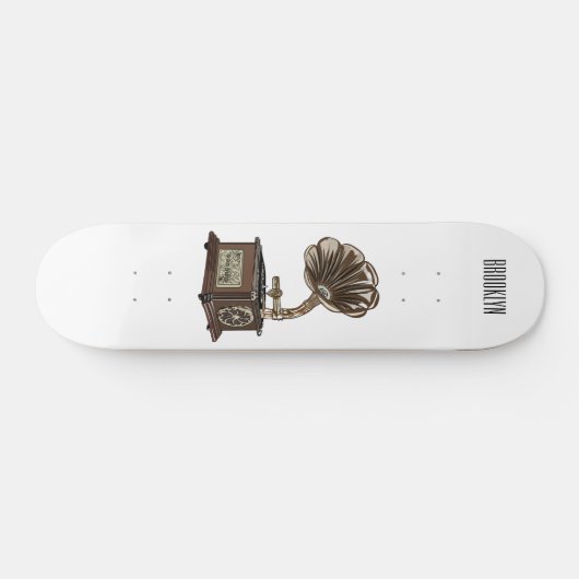 illustratie Platenspeler cartoon Persoonlijk Skateboard (Horizontaal)