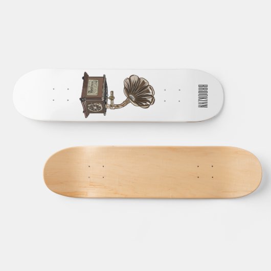 illustratie Platenspeler cartoon Persoonlijk Skateboard (Horizontaal)