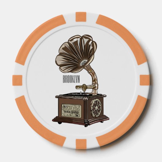 illustratie Platenspeler cartoon Poker Chips (Voorkant)