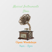 illustratie Platenspeler cartoon Raamsticker (Vel)