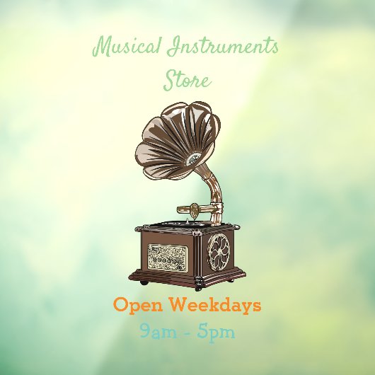 illustratie Platenspeler cartoon Raamsticker (Vel 3)