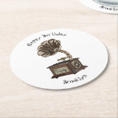 illustratie Platenspeler cartoon Ronde Kartonnen Onderzetter (Gebogen)