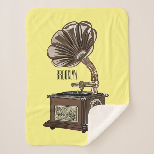 illustratie Platenspeler cartoon Sherpa Deken (Voorkant)