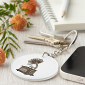 illustratie Platenspeler cartoon Sleutelhanger (Voorkant Rechts)