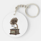 illustratie Platenspeler cartoon Sleutelhanger (Achterkant)