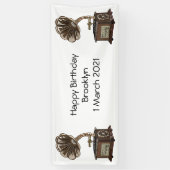 illustratie Platenspeler cartoon Spandoek (Verticaal)